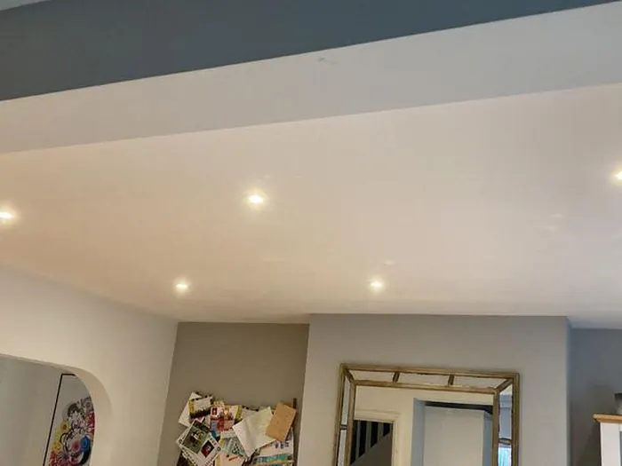 Downlight layout across an open-plan living space
