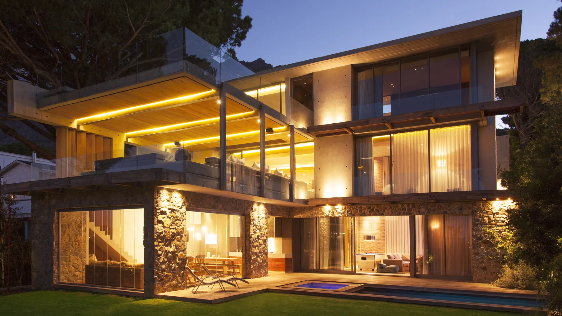 A Bristol home lit at dusk after an electrical installation by Ben Sheppard Electrics